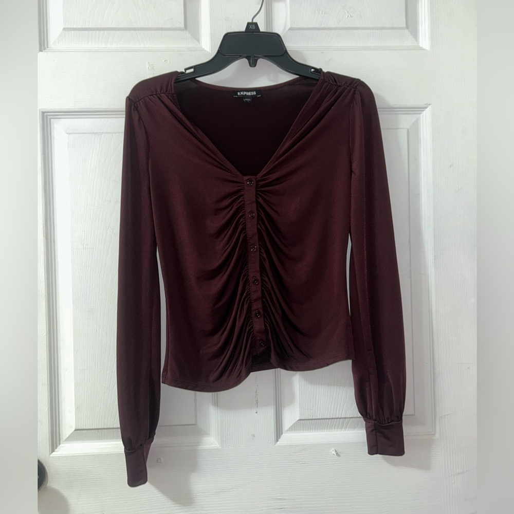 NEW Express Women's Burgundy Button-Down Top